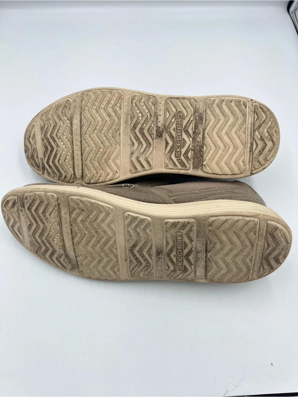 Skechers Men’s 13 Relaxed Fit Memory Foam Slip On Moc Toe Shoes Taupe Beige